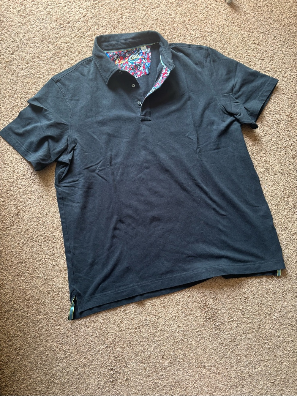 Men's Robert Graham Black Polo Shirt with Contrast Inner Print